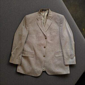 GIORGIO MORESCHI London New York Men's Taupe Faux Suede Blazer Jacket Size 46R